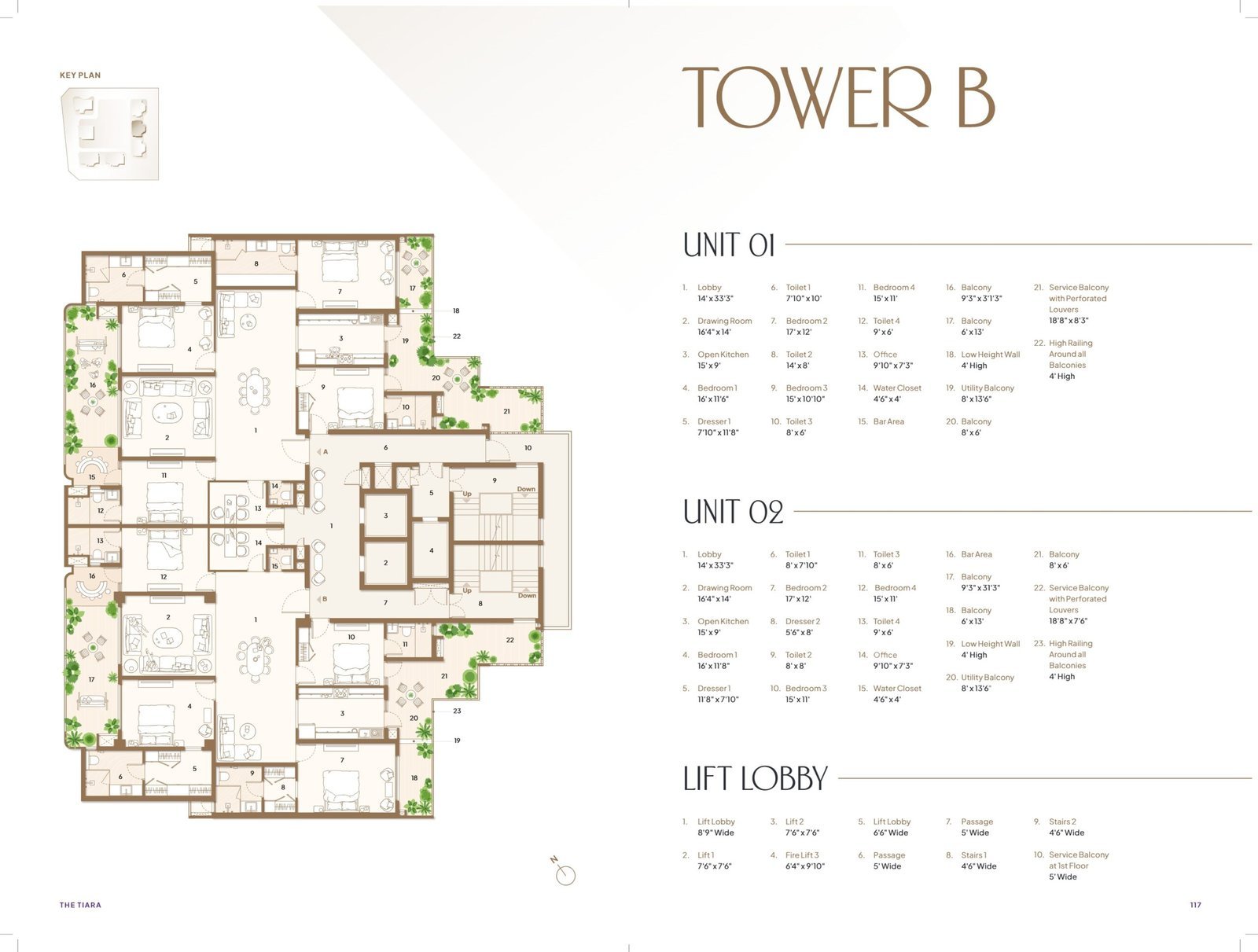The Tiara Tower 2 4 BHK Floor Plan