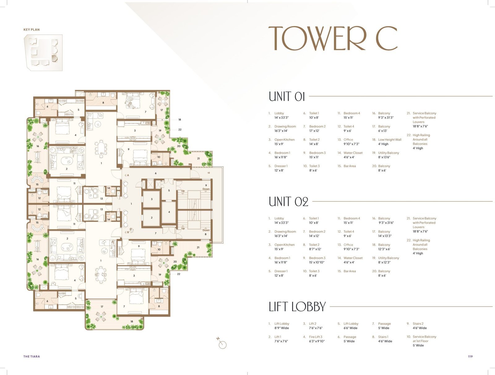 The Tiara Tower 3 4 BHK Floor Plan